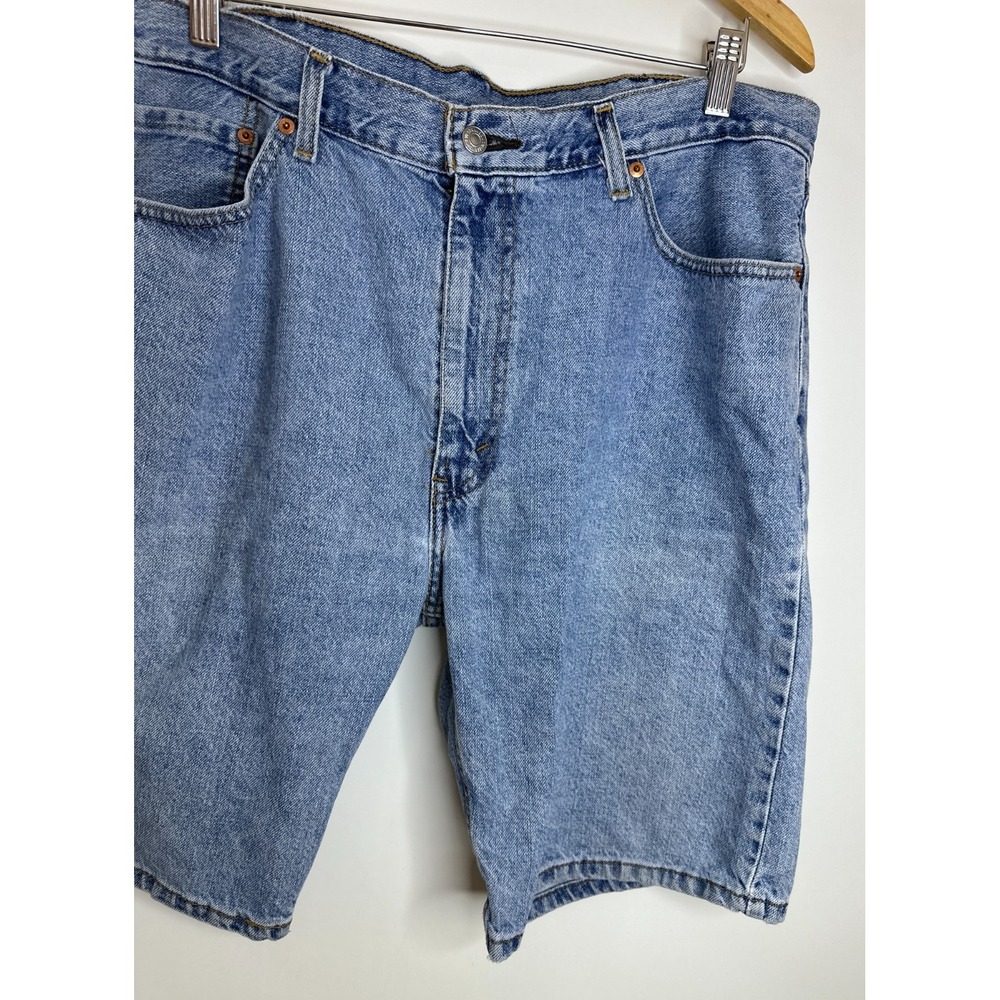 Levis 505 Regular Fit Denim Jorts Mens 38 Light Wash Blue Cotton Jean Shorts - Picture 11 of 13